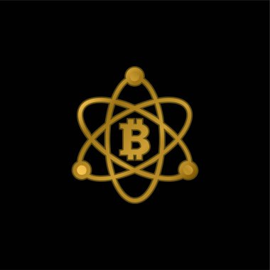 Bitcoin Bilim Sembolünde altın kaplama metalik simge veya logo vektörü