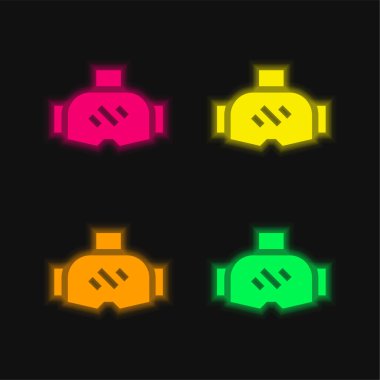 Ar Glasses four color glowing neon vector icon clipart