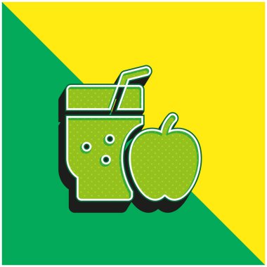 Apple Juice Green ve sarı 3d vektör simgesi logosu