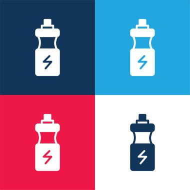 Şişe mavi ve kırmızı dört renk minimal simge kümesi