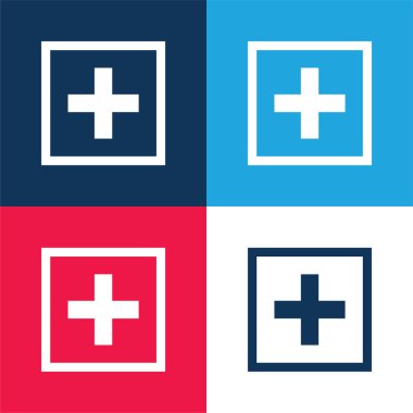 Kare mavi ve kırmızı dört renk minimal simgesi ekle