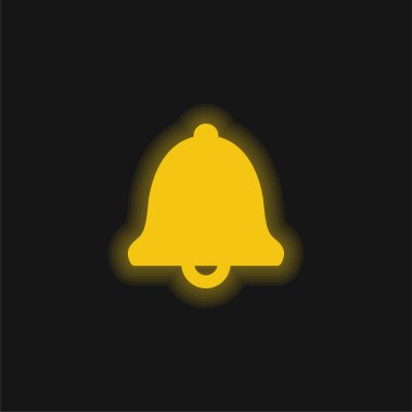 Alarming Bell yellow glowing neon icon clipart