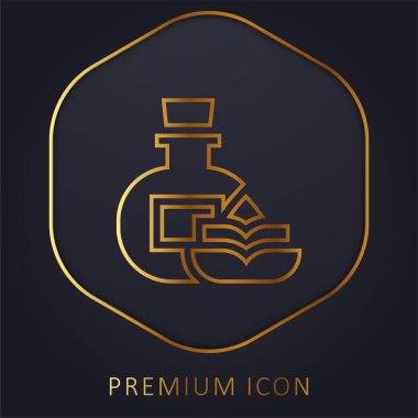 Aromaterapi altın çizgi prim logosu veya simgesi
