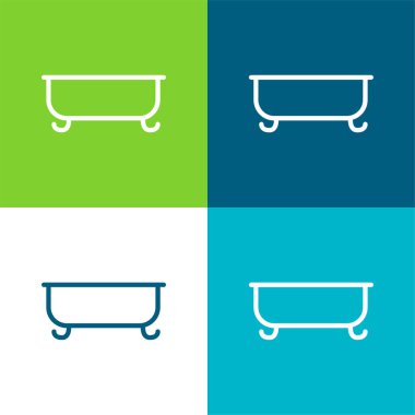 Küvet Düz 4 renk simgesi seti