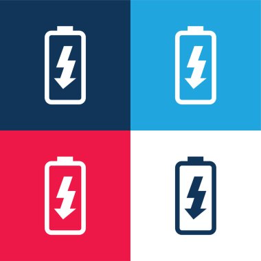 Battery Charge blue and red four color minimal icon set clipart