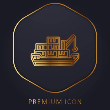 Barge golden line premium logo or icon clipart