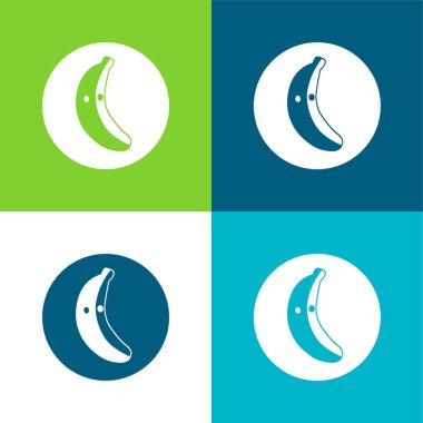 Muz Sosyal Logosu Düz 4 renk simgesi seti