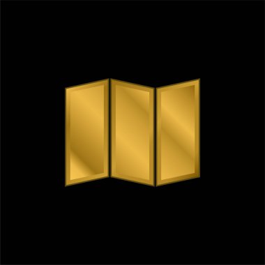 Siyah Harita altın kaplama metalik simge veya logo vektörü