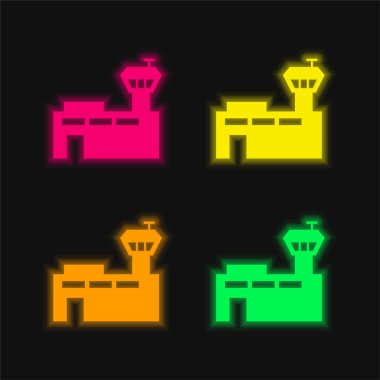 Airport four color glowing neon vector icon clipart