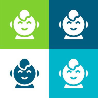 Baby Boy Düz 4 renk simgesi seti