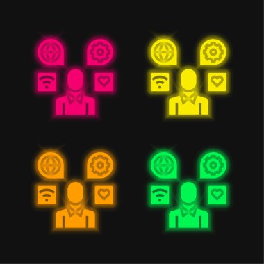 Application four color glowing neon vector icon clipart