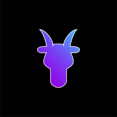 Aries Bull Head Front Shape Symbol blue gradient vector icon clipart