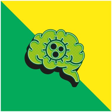 Beyin Yeşili ve Sarı Modern 3D vektör simgesi logosu