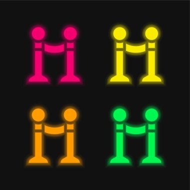 Bariyer dört renk parlayan neon vektör simgesi