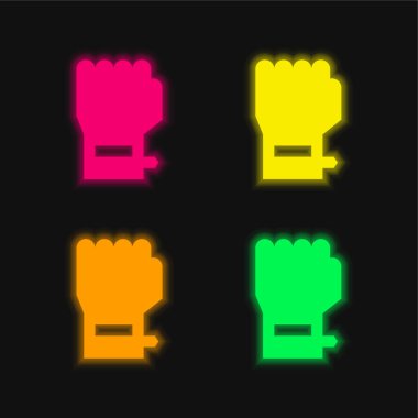 Bileklik dört renk parlayan neon vektör simgesi