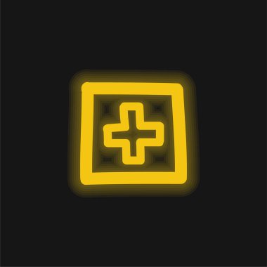 El Kaplama Düğmesi Özeti Sarı Parlak Neon simgesi Ekle