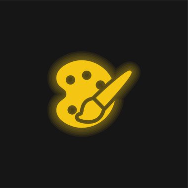 Sanat Paleti sarı parlak neon simgesi