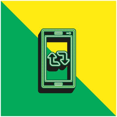 Cep telefonu ekranındaki çift yeşil ve sarı 3D vektör logosu