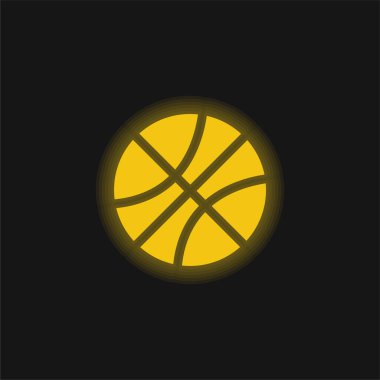 Basketbol sarı parlak neon simgesi