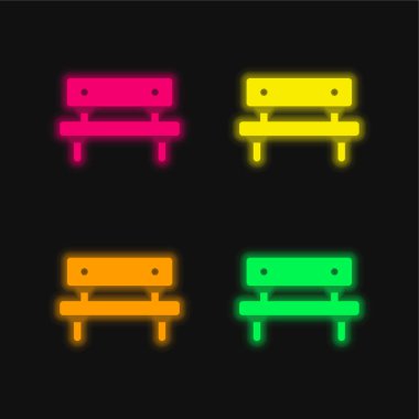 Neon vektör simgesi parlayan dört renk benç