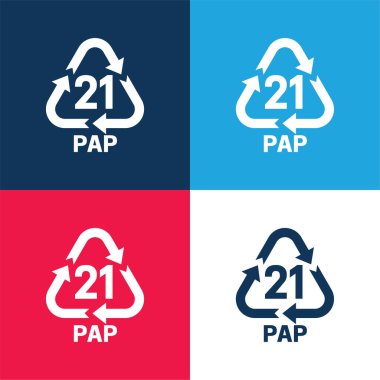 21 PAP mavi ve kırmızı dört renk minimal simgesi