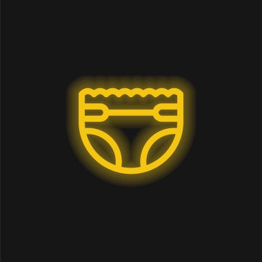 Bebek bezi sarı parlak neon ikonu
