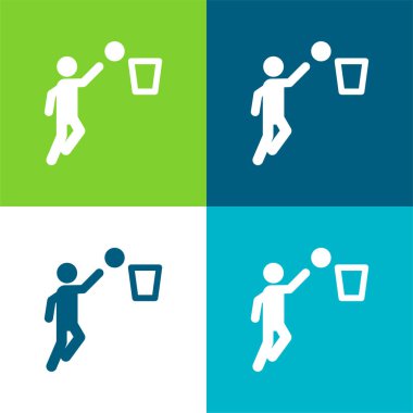 Basketbol Düz 4 renk minimal simge seti