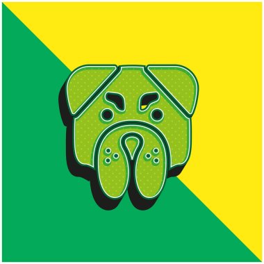 Angry Bulldog Face Green and yellow modern 3d vector icon logo clipart