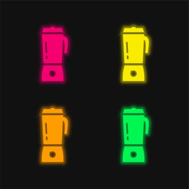 Büyük Meyve sıkacağı dört renk parlayan neon vektör simgesi