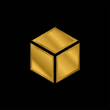 Altın kaplamalı metalik simge veya logo vektörünü engelle