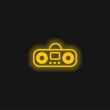 Boombox Çizgi Film Değişkeni sarı parlak neon simgesi