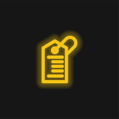 Barcode Tag yellow glowing neon icon clipart
