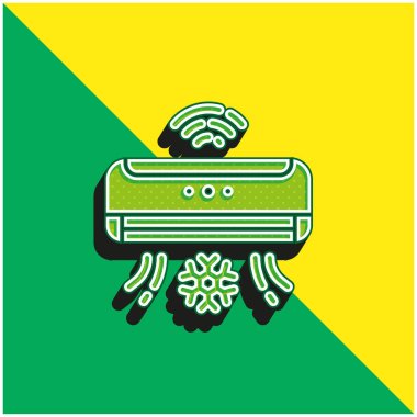 Klima Yeşil ve Sarı Modern 3D vektör simgesi logosu