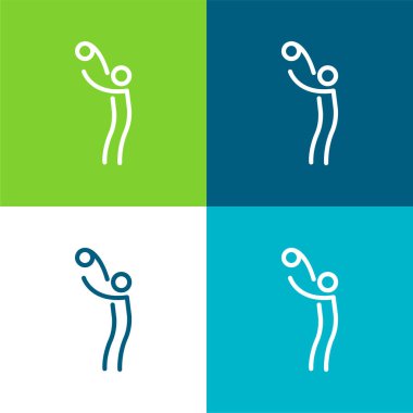 Çubuk Adam Kollarında Top Düz Dört Renk Simgesi