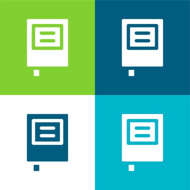 Kitap Düz 4 renk minimal simgesi seti