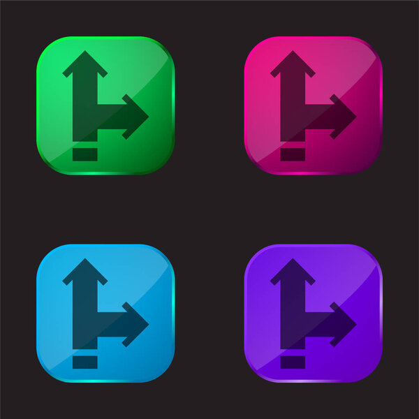 Arrows four color glass button icon