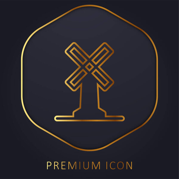 Big Windmill golden line premium logo or icon