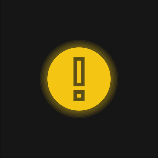 Внимание желтый светящийся неоновый значок