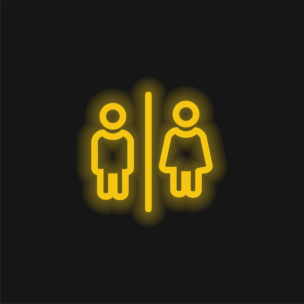 Ванные комнаты для мужчин и женщин Контуры подписать желтый светящийся неоновый значок