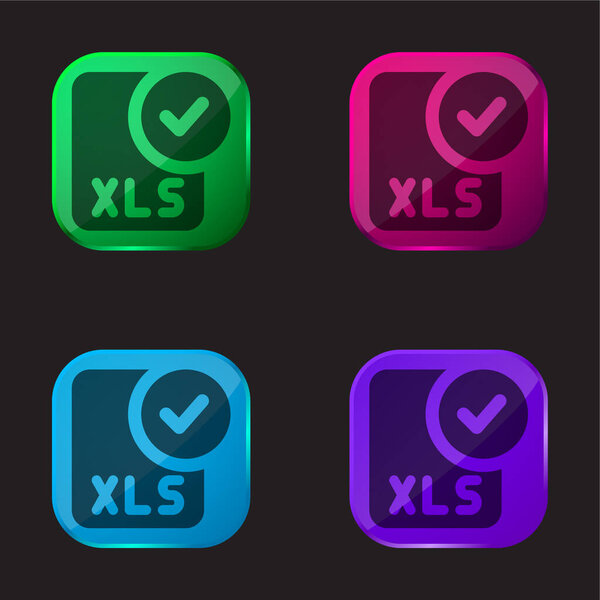 Approve four color glass button icon