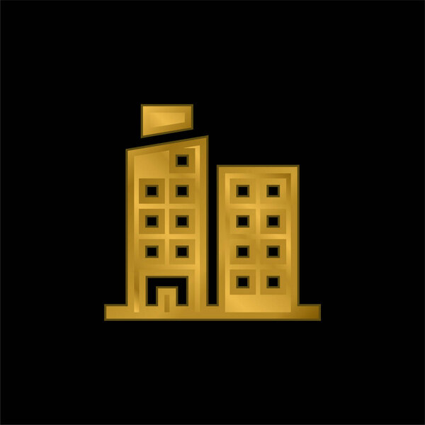 Apartment gold plated metalic icon or logo vector