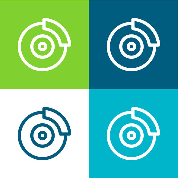 Brake Disc Flat four color minimal icon set