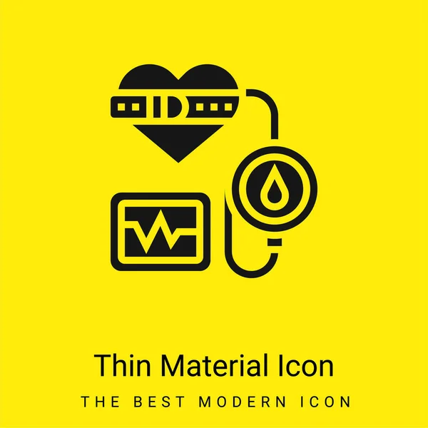 Presión Arterial Mínimo Icono Material Amarillo Brillante — Vector de stock