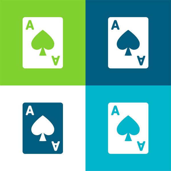 Ace Of Hearts Flat four color minimal icon set