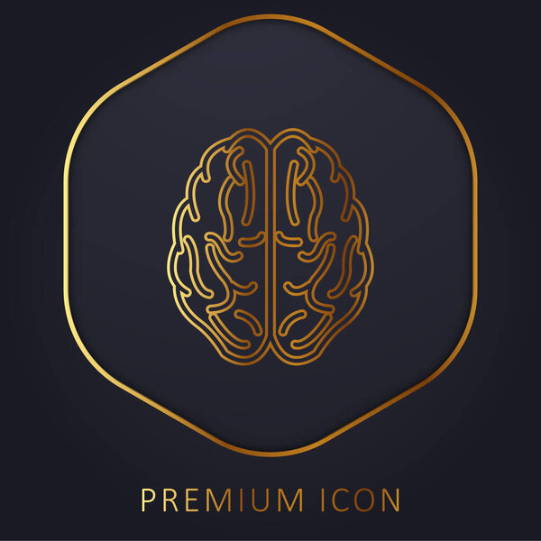 Brain Upper View Outline golden line premium logo or icon