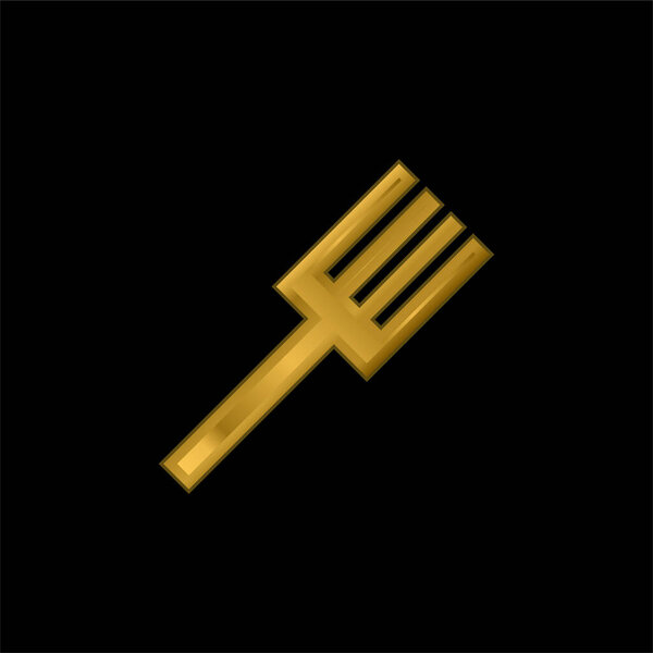 Big Fork gold plated metalic icon or logo vector