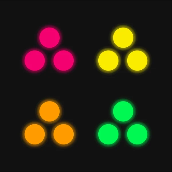 Mühimmat Dört Renk Parlayan Neon Vektör Simgesi — Stok Vektör