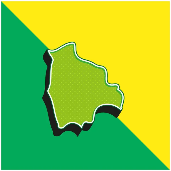 玻利维亚绿色和黄色现代3D矢量图标 — 图库矢量图片