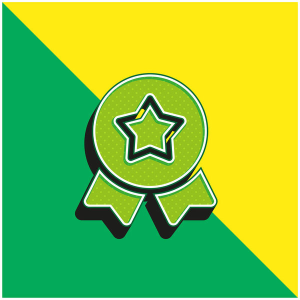 Badge Green and yellow modern 3d vector icon logo