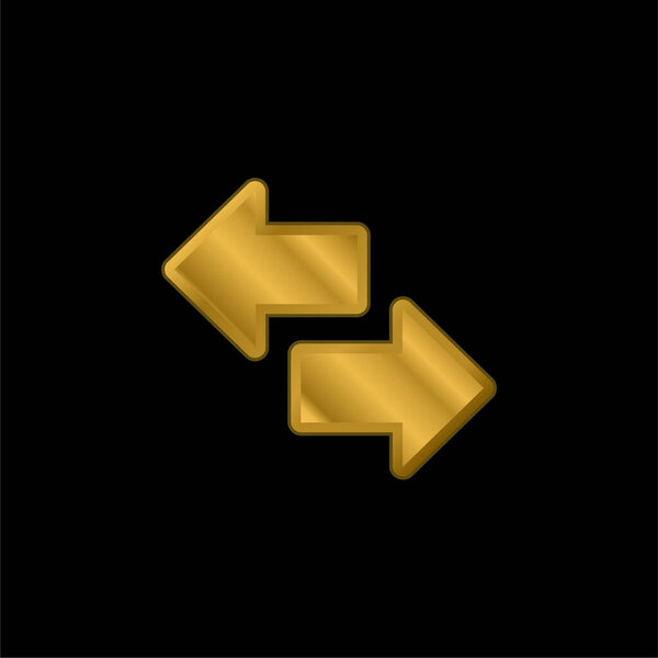 Arrows gold plated metalic icon or logo vector